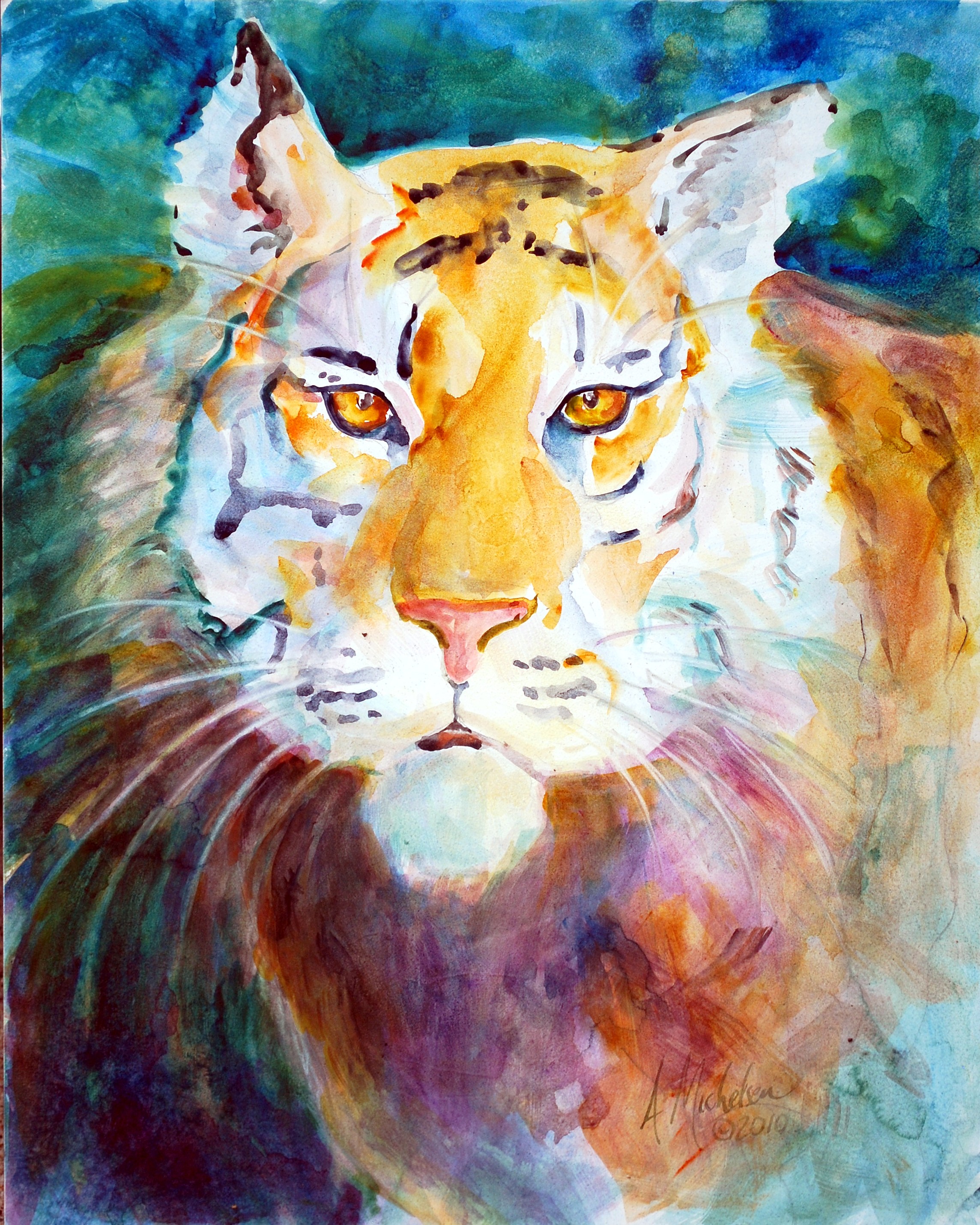 Tiger painting in watercolor